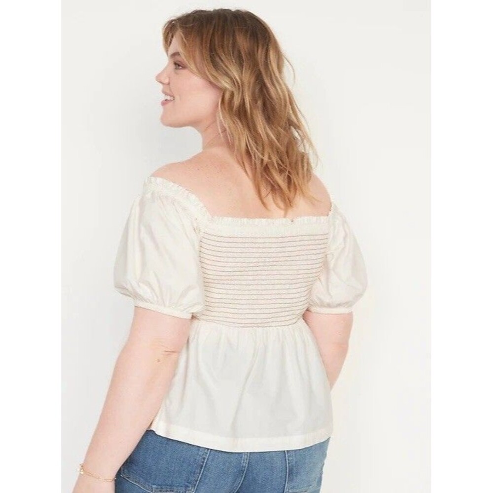 NWT Old Navy Smocked Babydoll Top XXL Cotton Puff Sleeve Cottagecore Whimsical